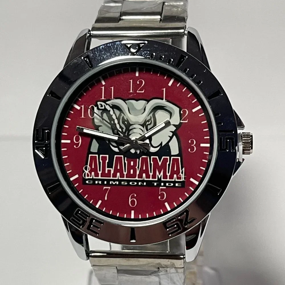 Alabama Crimson Tide NCAA Team Logo Men's Stainless-Steel Silver Watch NEW